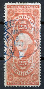 US stamp, REVENUE, 1862, SC R44, 25c, USED