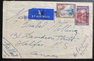 1940 Hamilton Bermuda Airmail Cover To Halifax Canada