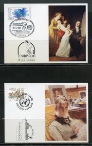 UNITED NATIONS  1986  GROUP OF 9  OFFICIAL UNICEF MAXIMUM CARDS SHOW CANCELED