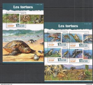 2015 Togo Fauna Reptiles Marine Life Turtles Kb+Bl ** Tg105