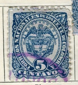 COLOMBIA;  1883 early classic issue used 5c. value