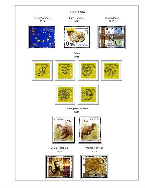 COLOR PRINTED LITHUANIA 1990-2019 STAMP ALBUM PAGES (103 illustrated pages)