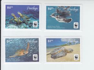 2014 Penryhn Is WWF Pacific Green Turtle (Scott 540-43) MNH