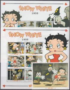 GRENADA GRENADINES Sc #2681-3 CPL SET of 2 SHEETLETS of 4 and S/S BETTY BOOP