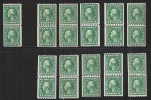 U.S., 1914, Scott #441 Coils, 10 Pairs, 1 Line Pair, Mint, Never Hinged