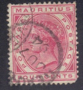 MAURITIUS SCOTT #70 USED 4c 1882-93 wm2 SEE SCAN