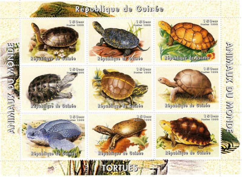 Guinea 1998 TORTOISES Sheet (9) Perforated Mint (NH)