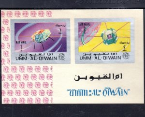 UMM AL QIWAIN 1966 SATELLITES MINT VF NH O.G S/S2 IMPERF. (36 UMM )