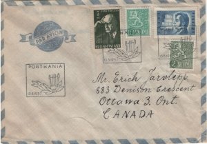 Finland 1957 Cover Sc 249 5m Sibelius, Sc 325, Sc 313, Sc 316 Airmail to Canada