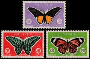 ✔️ CAMBODIA 1969 - BUTTERFLIES TOP SET Sc. 210/212 Mi. 253/255 MNH ** [1KHP253]