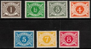 IRELAND 1971 Postage Dues; Scott J8-15, DG D15-21; MNH