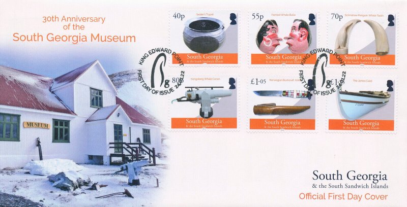 South Georgia & S Sandwich Isl 2022 FDC Museums Stamps Museum Artefacts 6v Set 