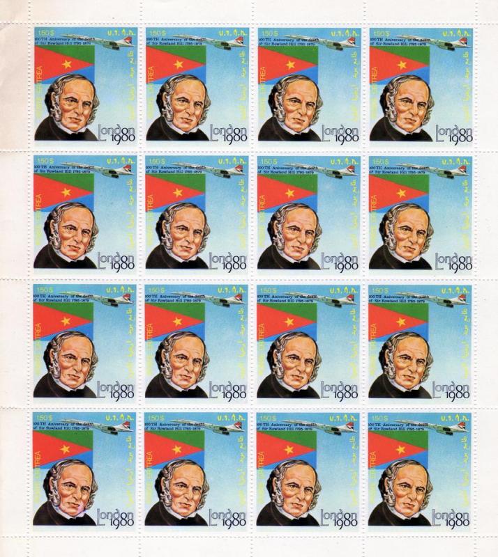 Eritrea 1980 Concord/Sir Rowland Hill/London 80 MINI-SHEETLET (16v) PERF.MNH