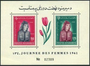 Afghanistan 510-511, 511a perf, 511a imperf, MNH. Girl Scout. Women's Day  1961.