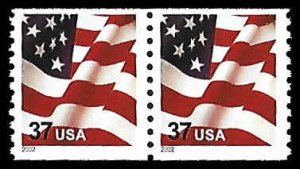 PCBstamps   US #3631 Coil Pair 37c Flag, water, perf. 9.75, MNH, (4)