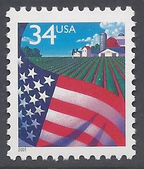 #3469 34c Flag over Farm 2001 Mint NH