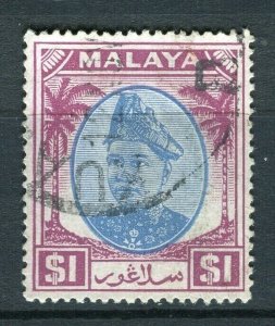 MALAYA; SELANGOR 1940s early Sultan issue fine used Shade of $1. value