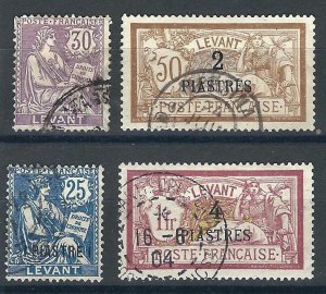 France Offices Turkey 4 Different Used F/VF 1902-03 SCV $7.35