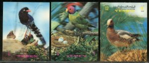 YEMEN 3-D BIRDS SET OF SIX MINT NEVER HINGED