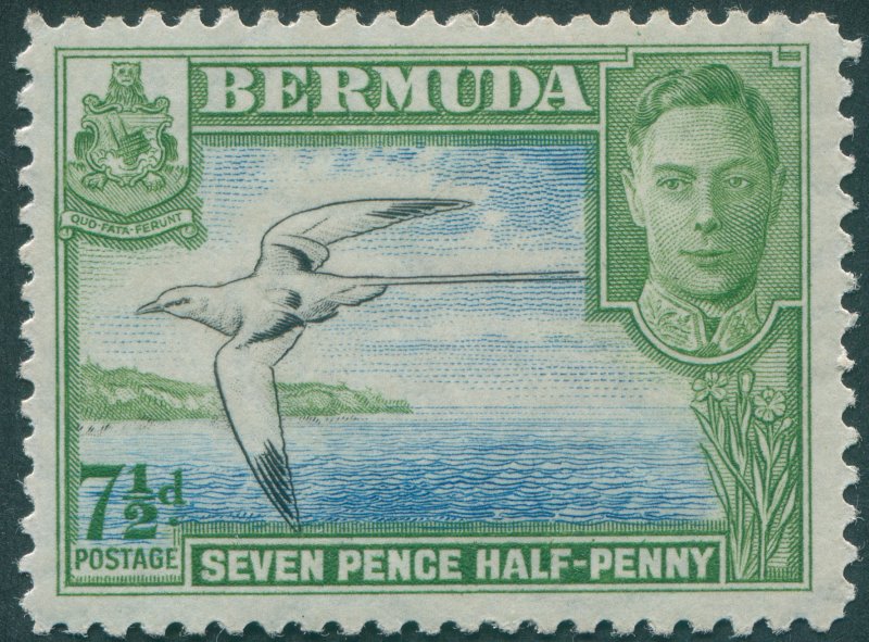 Bermuda 1943 7½d black, blue & yellow-green SG114c unused