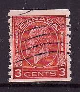 Canada-Sc#207-used 3c KGV Medallion coil-Cdn1076-1933-