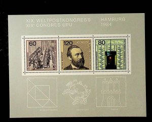 GERMANY Sc 1420 NH SOUVENIR SHEET OF 1984 - UPU - (DL24)