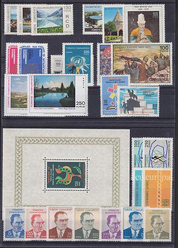 Turkey Sc 1856-1884 MNH. 1970-1971 issues, 10 cplt sets + Souvenir Sheet