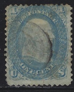 Scott # 63  Lot E234  1c Franklin  blue  Used