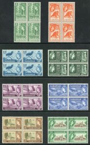 SARAWAK SG204/11 1964-65 Wmk w12 set of 8 in blocks of 4 U/M