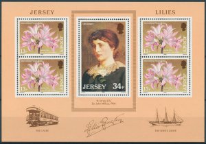 Jersey 1986 MNH Flowers Stamps Jersey Lillies Lillie Langtry Flora Nature 5v M/S