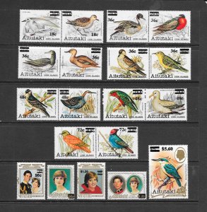 BIRDS - AITUTAKI 293-311 OVERPRINTS  MNH