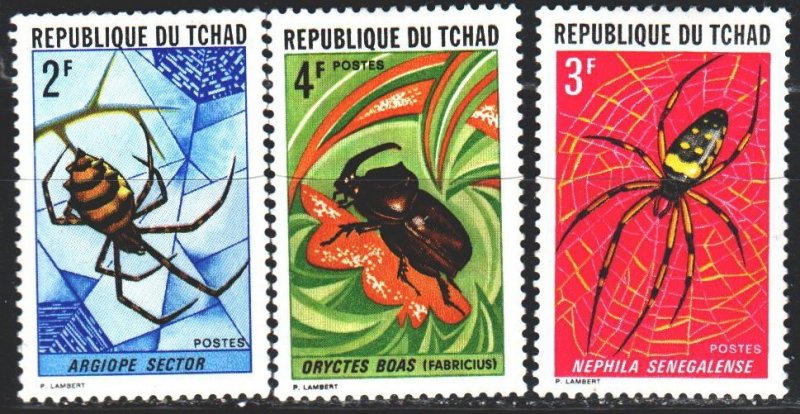 Chad. 1972. 511-13 from the series. Insects, fauna. MNH.