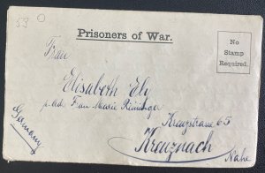 1917 Isle Of Man England Prisoner War Knoekaloe Camp Letter Cover To Germany