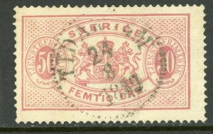 Sweden 1881 Official 50 Ore Pale Rose Perf 13 Scott O23 VFU N756