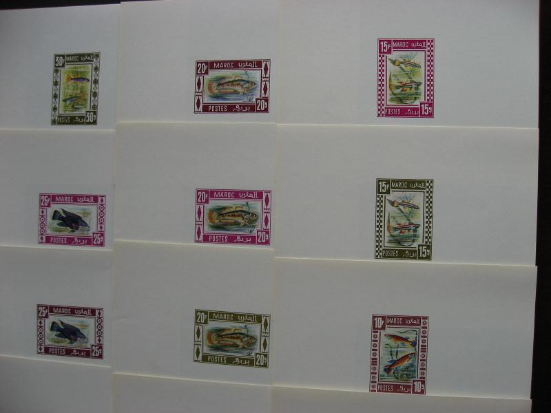 Morocco rare fish proofs set 3 light creases,some mixed cond