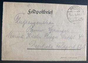 1916 Berlin Germany Feldpost Sheet Cover To Marine Luftwaffe Flight Station