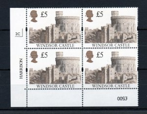 £5 CASTLES UNMOUNTED MINT PLATE 2C BLOCK Cat £72
