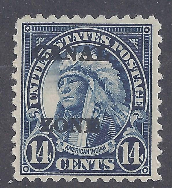 U.S.-CANAL ZONE 1924 14¢ CANAL ZONE OVPT VARIETY UNLISTED Sc. 77 HINGED