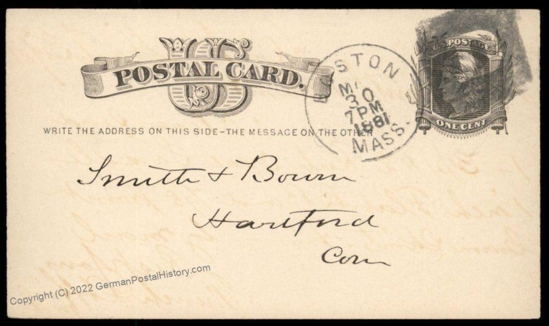 USA 1800s Boston Mass Negative Letter D Fancy Cancel Cover 95013