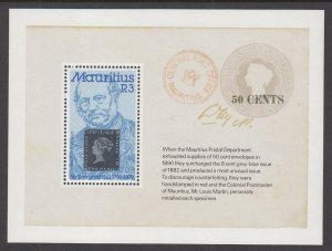 Mauritius 487 Rowland Hill Souvenir Sheet MNH VF