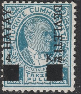 Hatay #J3  MNH (faults) - Postage Due Stamp of Turkey Overprinted (1939)