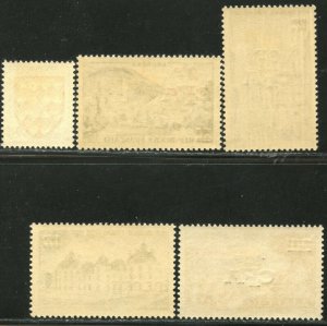REUNION Sc#305-309 1954 Overprints on France Complete Set OG Mint NH