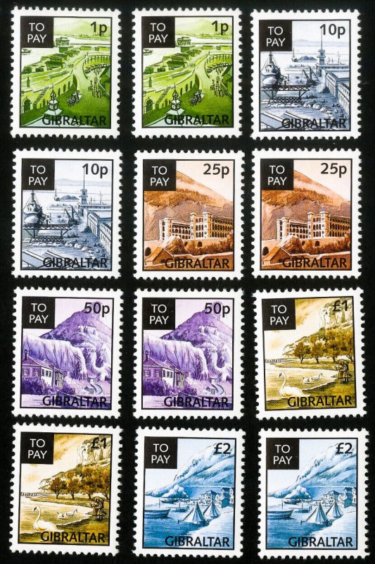 Gibraltar Stamps # J20-5 MNH XF Sets Scott Value $30.00 