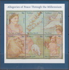 TUVALU Sc# 814a-f MNH SHEET of 6 DIFF  MILLENNIUM - LADY of PEACE