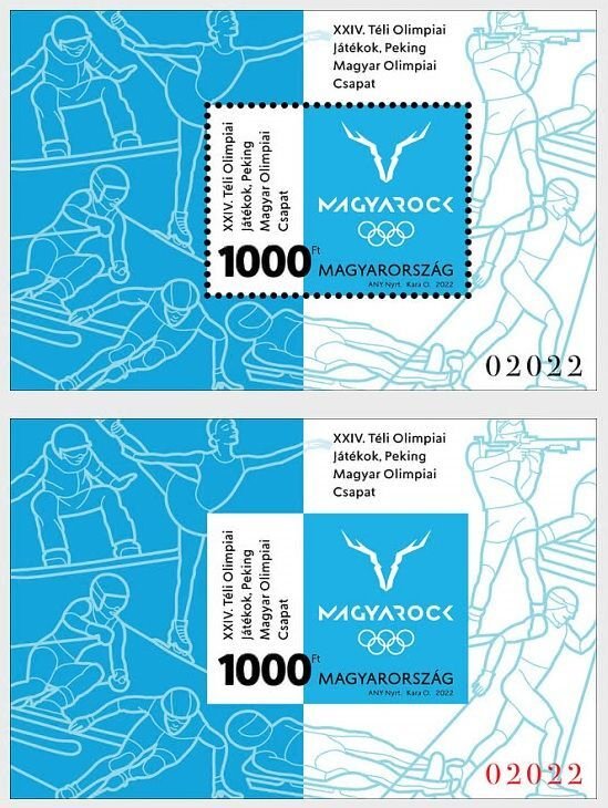 Hungary 2022 Olympic Games Beijing Set of 2 imperforated and perforated block...