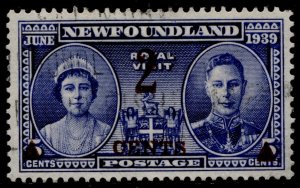 Newfoundland #250 KGVI & Queen Elizabeth Surcharge Issue Used