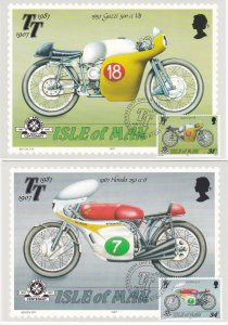 Isle of Man # 335-339, Tourist Trophy Motorcycle Races, Maxi Cards, First Day