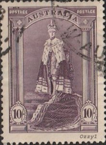 Australia 1938 Sc#178 10shilling KGVI Coronation Robes USED-VG.