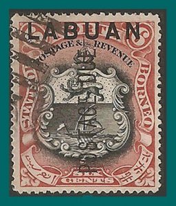 Labuan 1901 Postage Due, Arms, cancelled  #J5,SGD5b