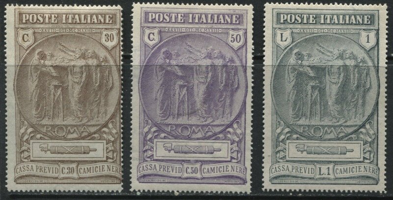 Italy 1923 Semi-Postal Fascisti set of 3 mint o.g. hinged